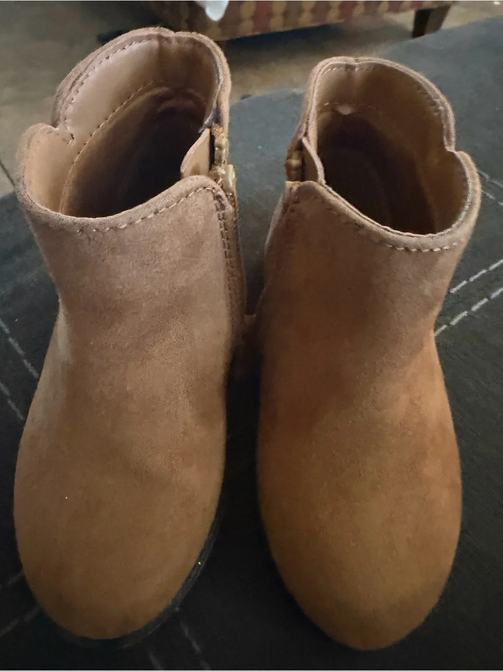 Cat & Jack Kids Brown Suede Ankle Boots - Classic Zip Closure